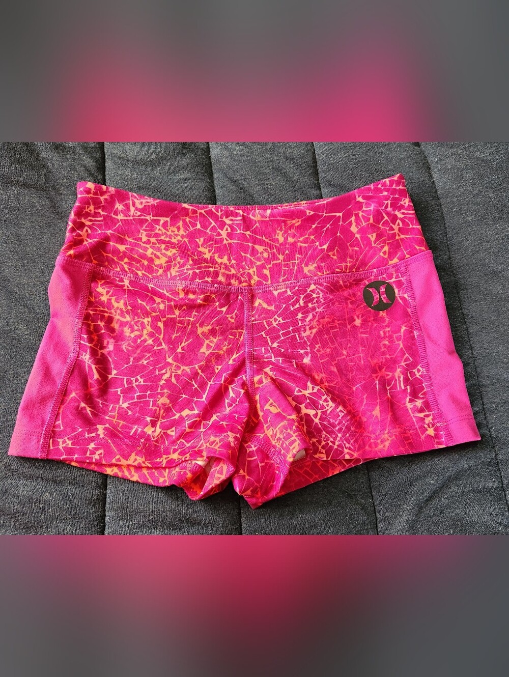 Hurley Pink and Orange Printed Women's Athletic Shorts